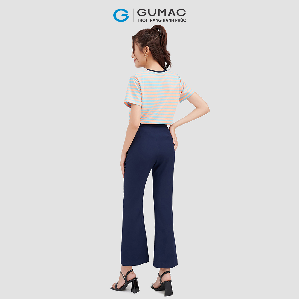 Áo thun nữ GUMAC ATC09050 sọc phối bo trẻ trung