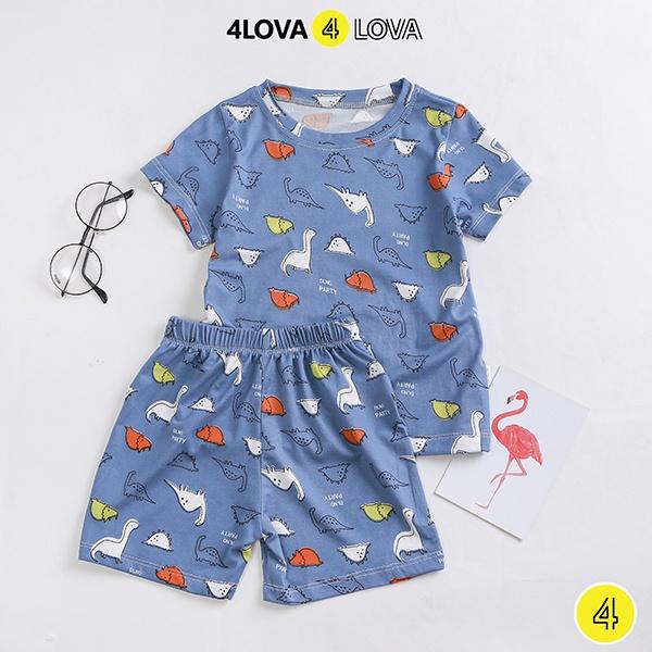 Bộ quần áo thun cộc tay cho bé hoạt hình unisex 4LOVA chất cotton lạnh mềm, mát hàng chính hãng