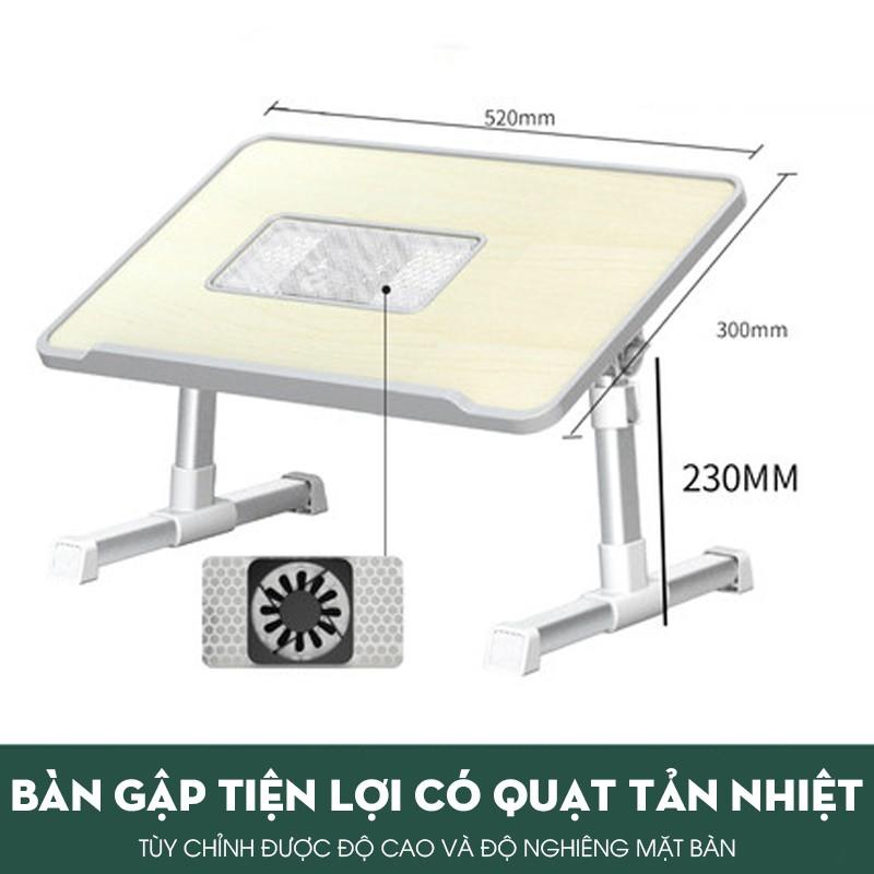 Bàn Laptop có đế tản nhiệt đa năng tùy chỉnh góc độ Bàn học bệt gấp gọn chất liệu gỗ MDF dành cho học sinh, sinh viên