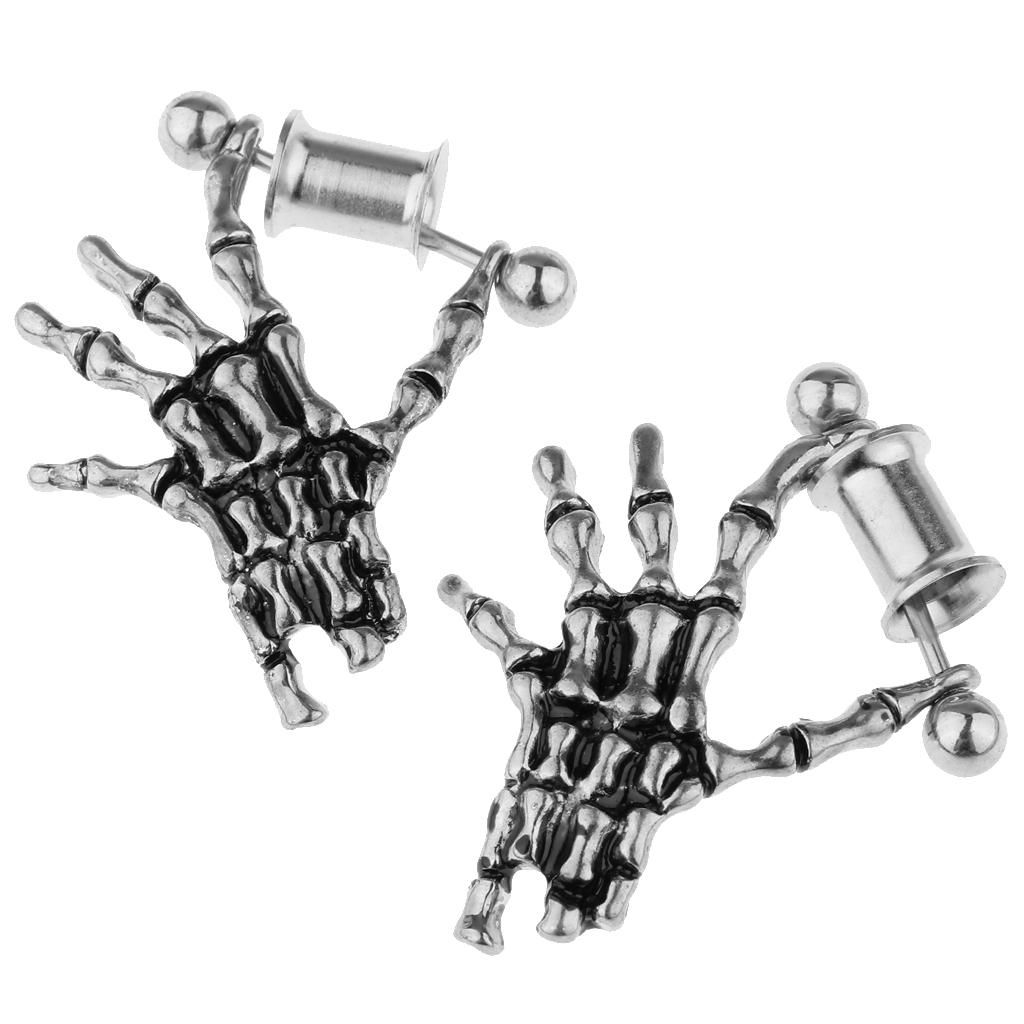 2 Pieces Stainless Steel Skeleton Hand Ear Plugs Tunnel Expander Gauges