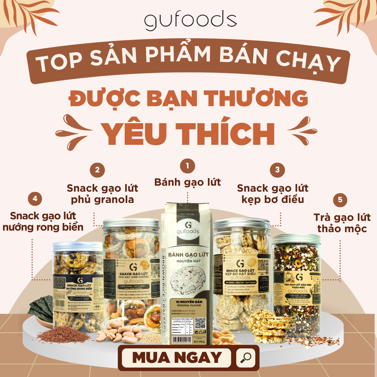 Granola thuần chay nướng mật dừa nước GUfoods (0% yến mạch; Mix siêu hạt mắc ca, nam việt quất, hạnh nhân, hạt điều, nho khô) - Dinh dưỡng, Tiện lợi, Thơm ngon, Giàu lợi ích sức khỏe