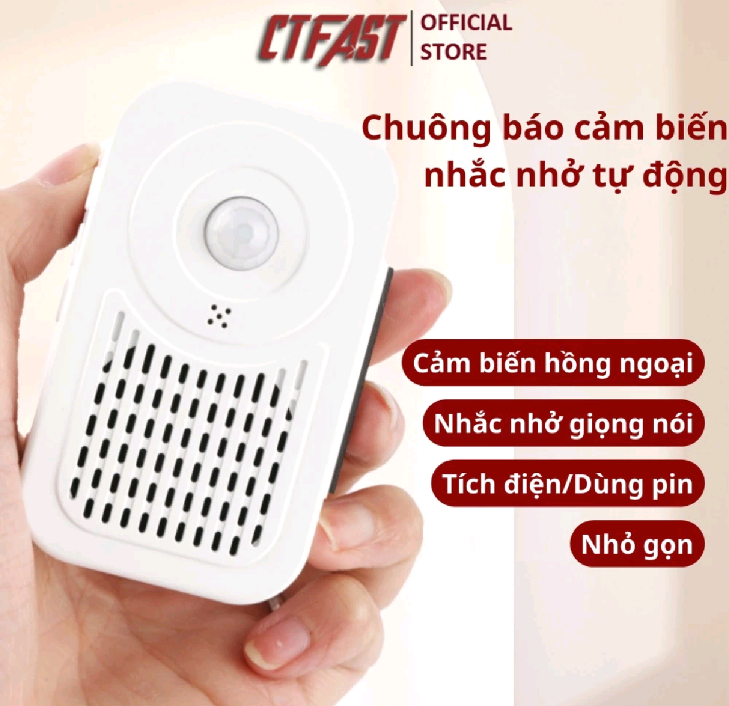 SIÊU CẤP VỚI 1 CHUÔNG GẮN CỬA BÁO KHÁCH CẢM BIẾN HỒNG NGOẠI GHI ÂM THÔNG MINH MẪU MỚI