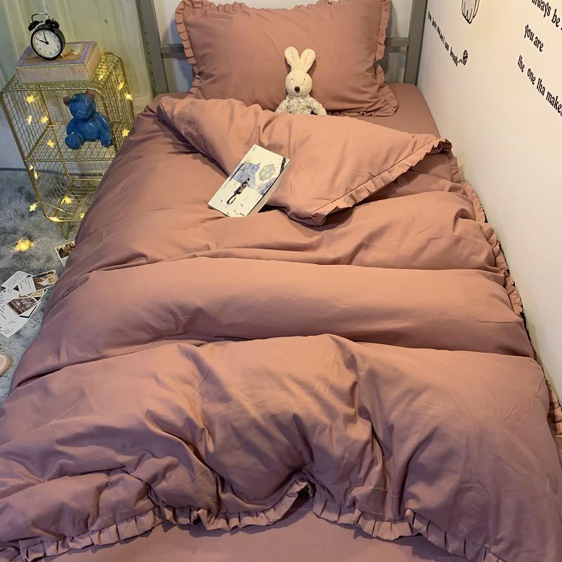 Bộ 4 Món Chăn Ga Gối COTTON TC Viền Bèo Sang Chảnh 2020