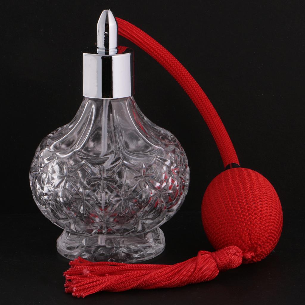 2pcs Empty 100ml Perfume Aftershave Bottle W/ Long Spray Tassels Makeup Tool