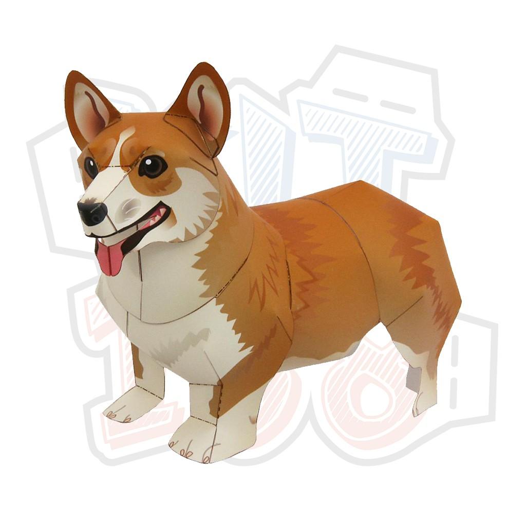 Mô hình giấy động vật cute Chó Welsh Corgi Pembroke