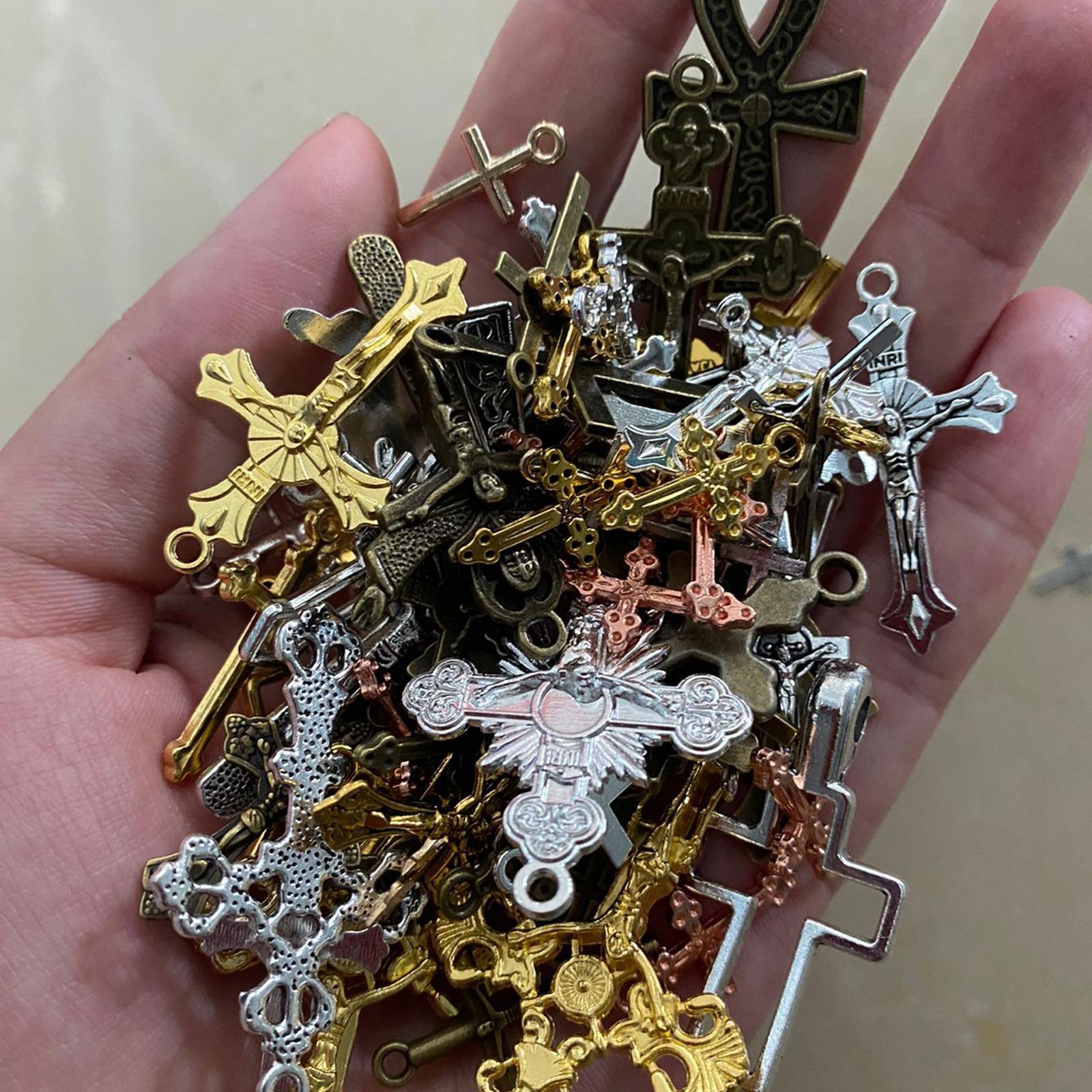 50Pcs Cross Charms Pendants for Jewelry Making Findings DIY Crafts Supplies
