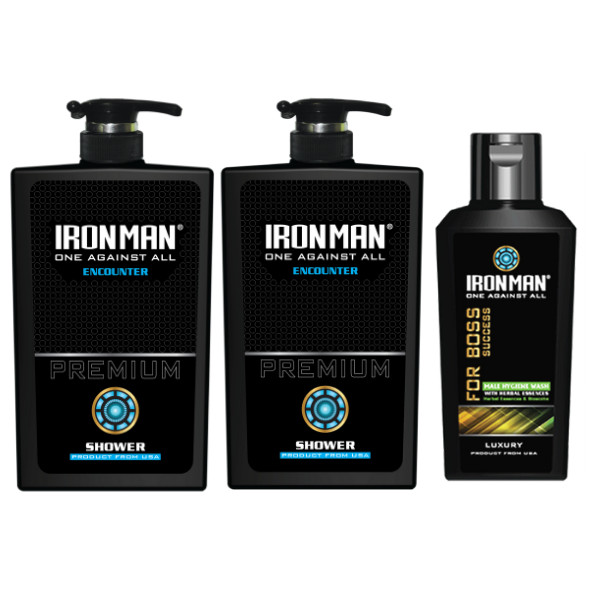 combo 2 chai sữa tắm nhiệt ironman encounter 650g + dung dịch vệ sinh nam tinh chất thảo dược ironman for boss 120g