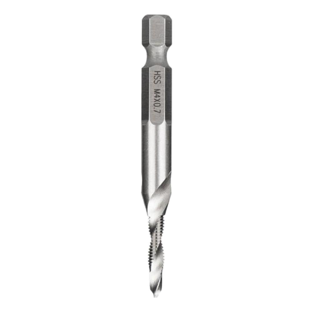 HSS 6542 Combination Drill Tap Bit Set Fractional inch 1/8'', 5/32", 3/16", 1/4", 5/16", 3/8" with 1/4” Hex Shank Spiral Flute Tapping Tool