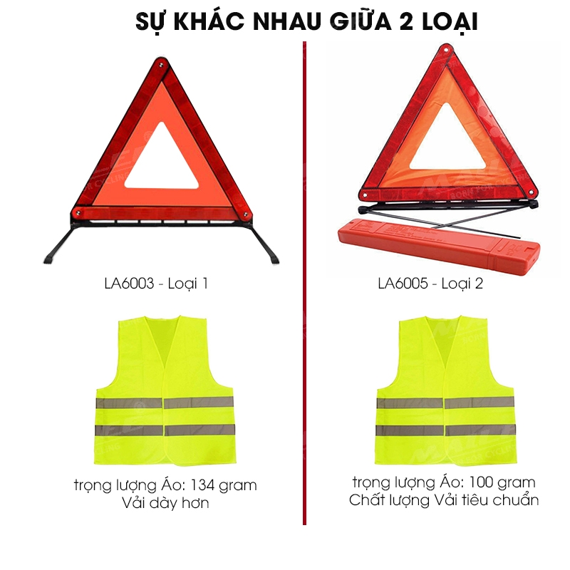 Bộ Tam Giác Phản Quang Cảnh Báo Và Áo Phản Quang sử dụng đậu đỗ khẩn cấp, sửa chữa trên cao tốc an toàn ban đêm (2 phân loại) LA6003 & LA6005 Mai Lee