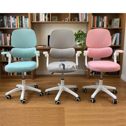 Ghế xoay học sinh màu hồng công thái học chống gù lưng chống cận thị CE03004-M Nội thất Capta