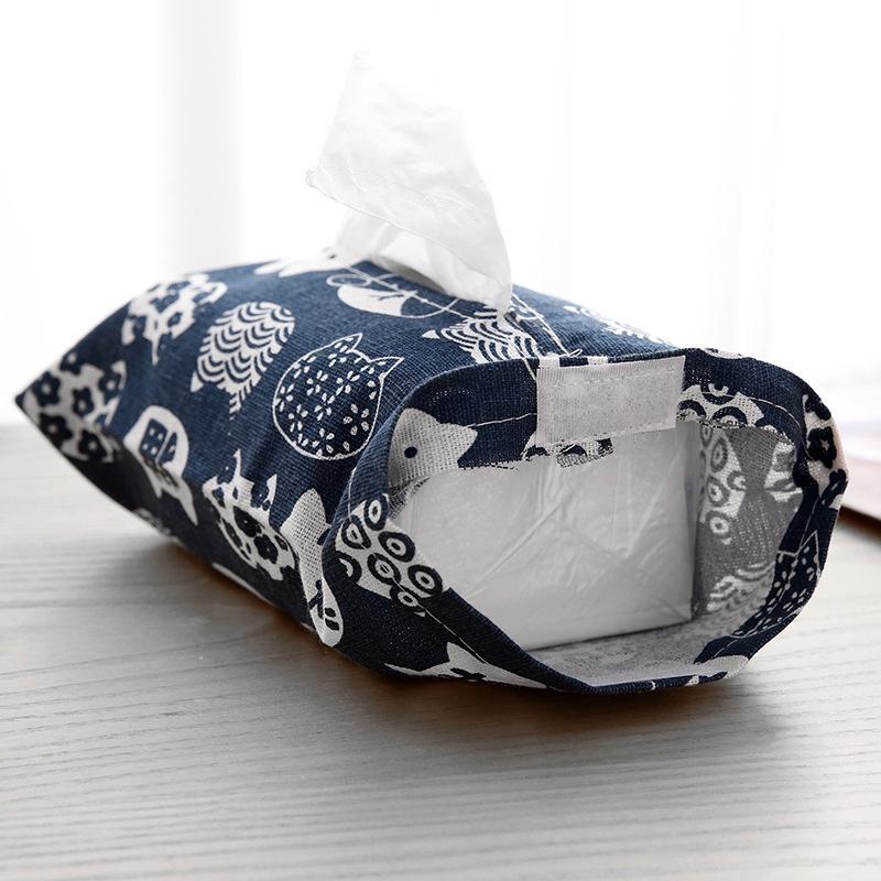 ĐỘC LẠ Túi Đựng Giấy Ăn Vải Lanh Cotton Phong Cách Nhật Bản Họa Tiết Mèo