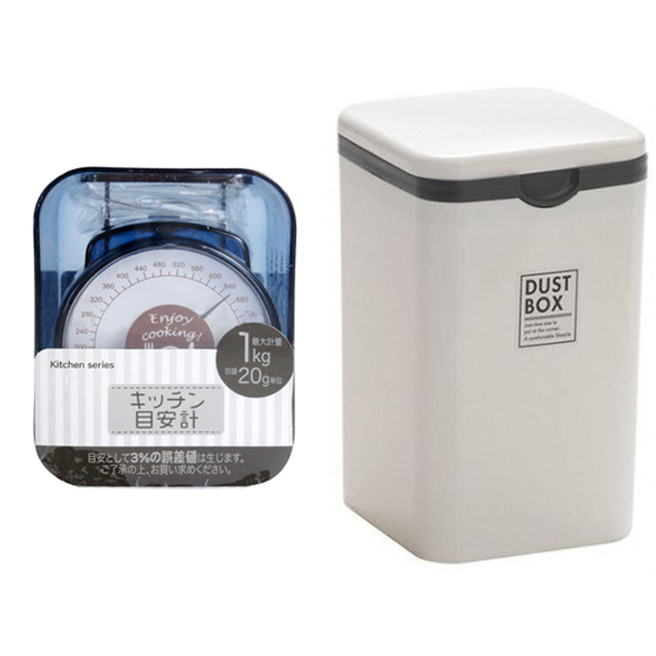 Combo Cân nhà bếp mini mẫu mới + Thùng đựng rác mini phòng ngủ nội địa Nhật Bản