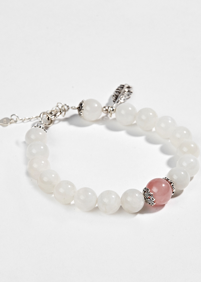Vòng Đá Xà Cừ Trắng Phối Charm Bạc Ngọc Quý Gemstones