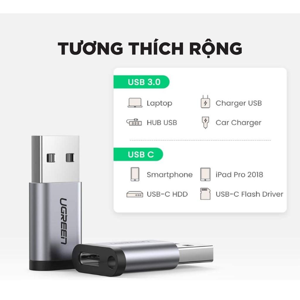 Đầu chuyển đổi USB-C sang USB 3.0, dùng cho PC, laptop, macbook, điện thoại... UGREEN US204 US276 - Hàng chính hãng