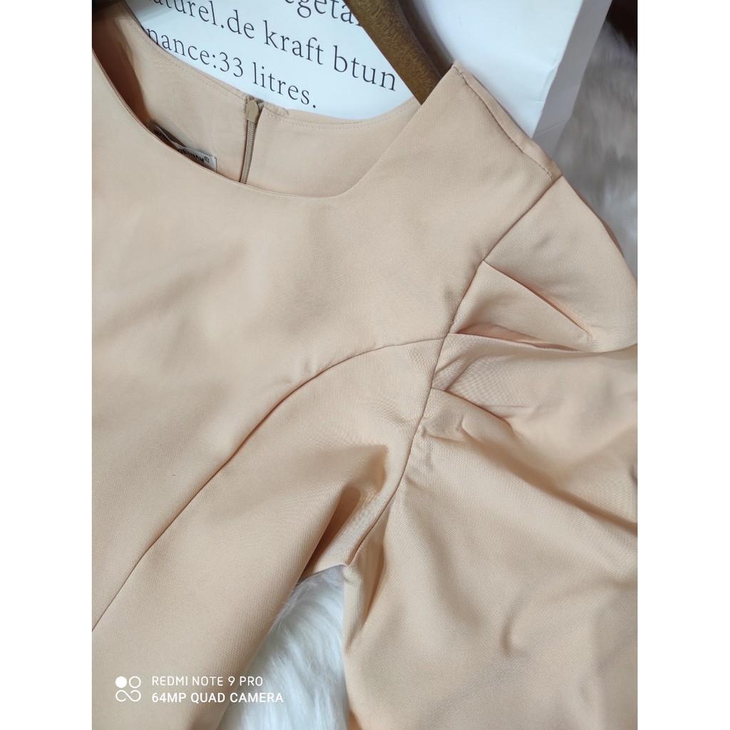 Váy xòe đẹp Tay Phồng Chất VẢi Cotton Thái - Đầm Xòe Tay Phồng Freesize Cho Nàng Từ 40 đến 60kg