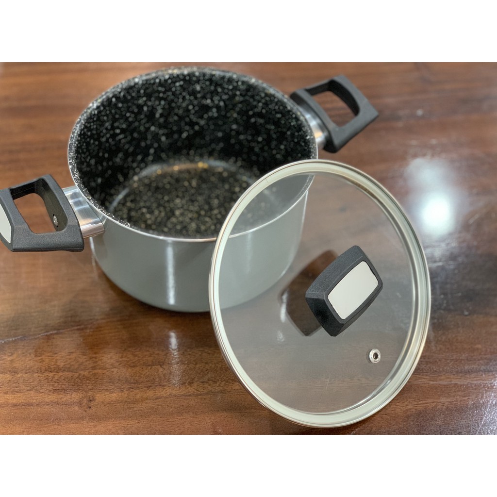 Nồi Easy Seoulcook 20 cm đáy từ chống dính vân đá cao cấp Hàn Quốc, dùng được tất cả các loại bếp / Induction