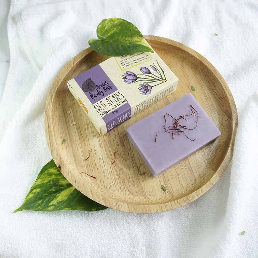 Bộ đôi Xà phòng Saffron Neo Acnes & Gel Nghệ NeoCurma - Giảm mụn mờ thâm vùng lưng, cơ thê