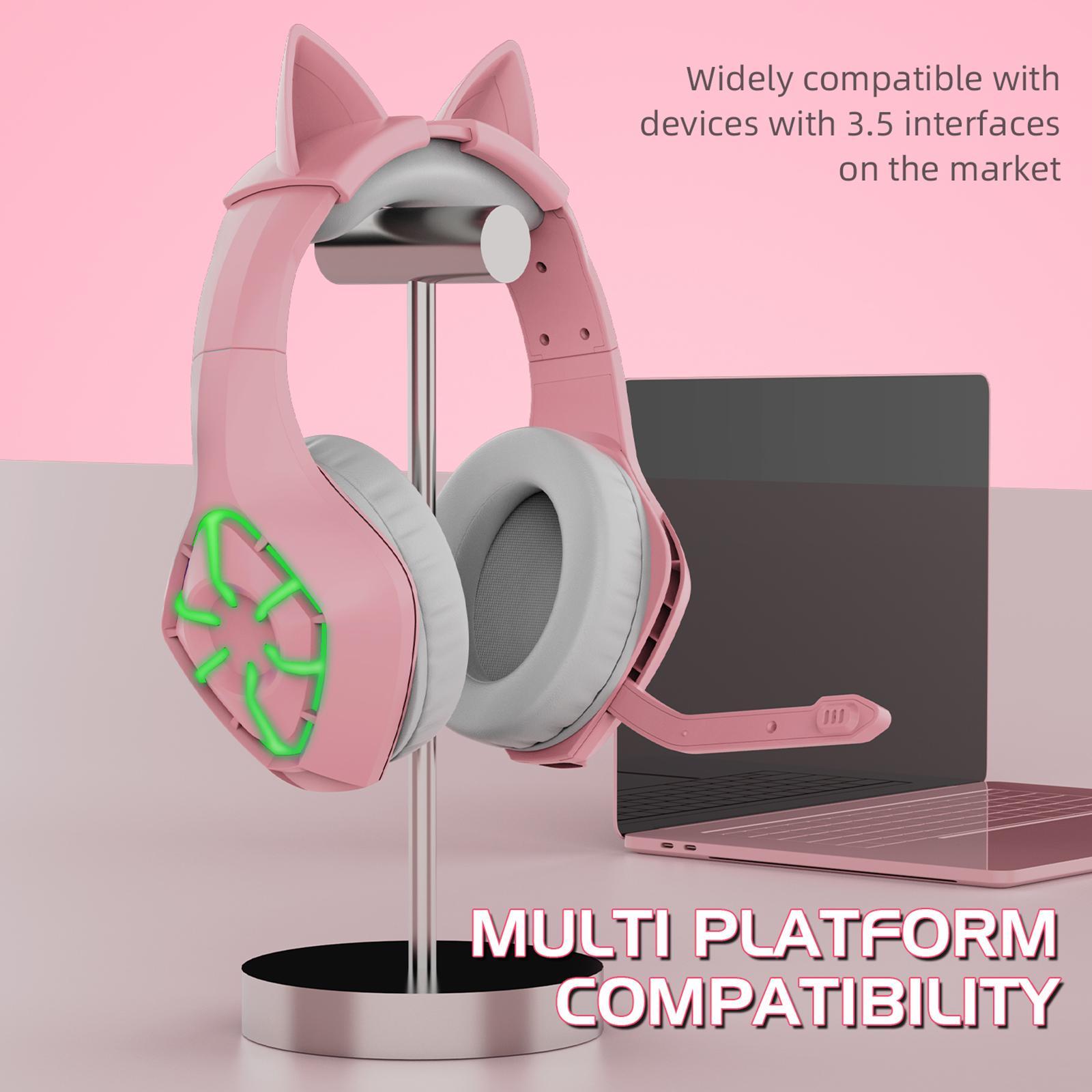 Gaming Headset Stereo with Pink  Headphones Headphone for Smartphones