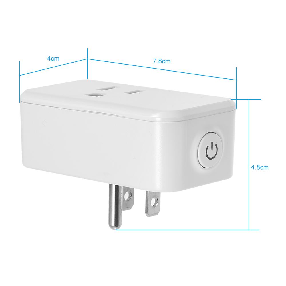 Mini WIFI Smart Socket Compact Size Rectangle Style with Bulgy On/Off Button Smart Alexa Outlet Support APP Remote Control Timing Function Voice Control for Amazon Alexa for Google Home/Nest IFTTT No Hub Required Smart Home Plug