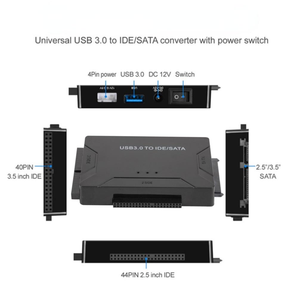 LccKaa SATA to USB IDE Adapter USB 3.0 Sata 3 Cable for 2.5 3.5 Hard Disk Drive HDD SSD Converter IDE SATA Adapter With Power