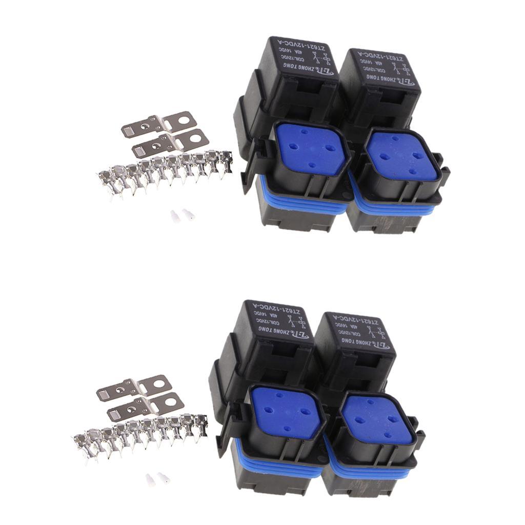 4 Set of 40A 12V 4 Pin Relay Socket Base Terminals for Car Motorcycle Boat