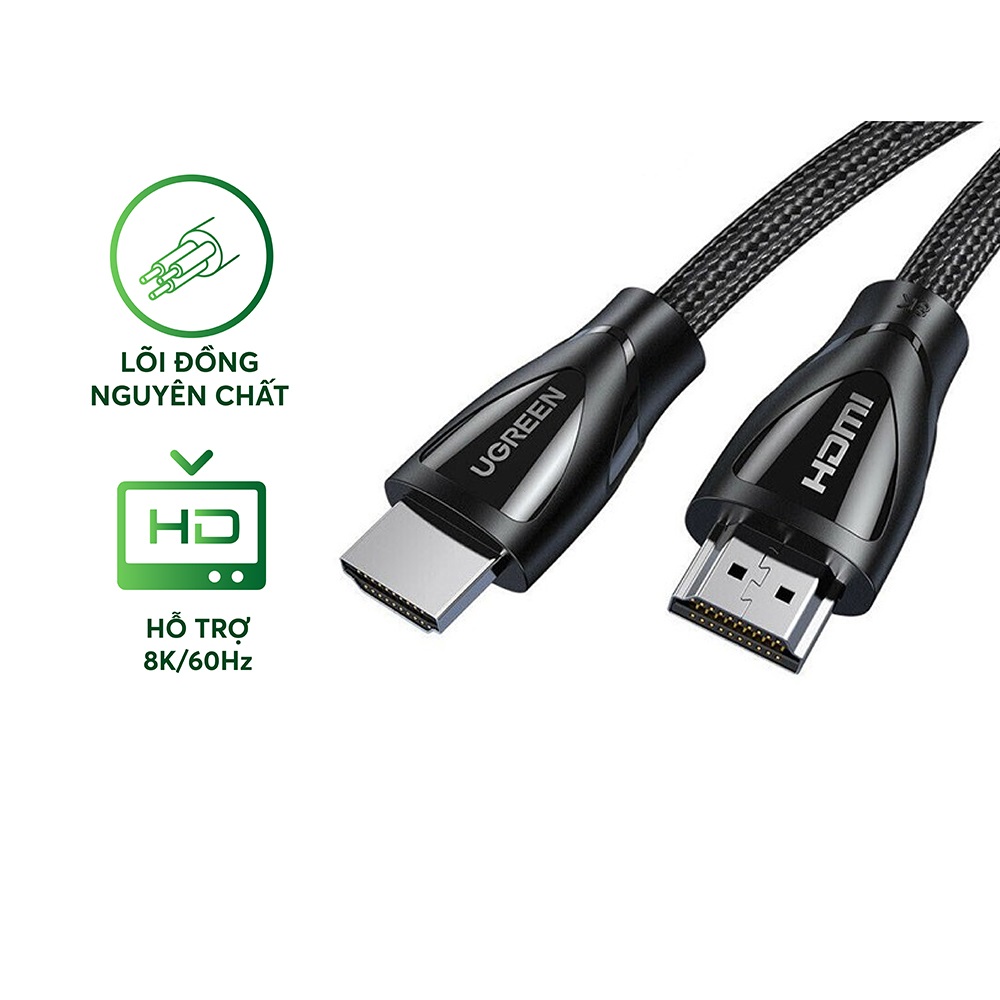Dây cáp HDMI 2.1 hỗ trợ 8K/60Hz dài 1-2m UGREEN HD140 - Hàng chính hãng