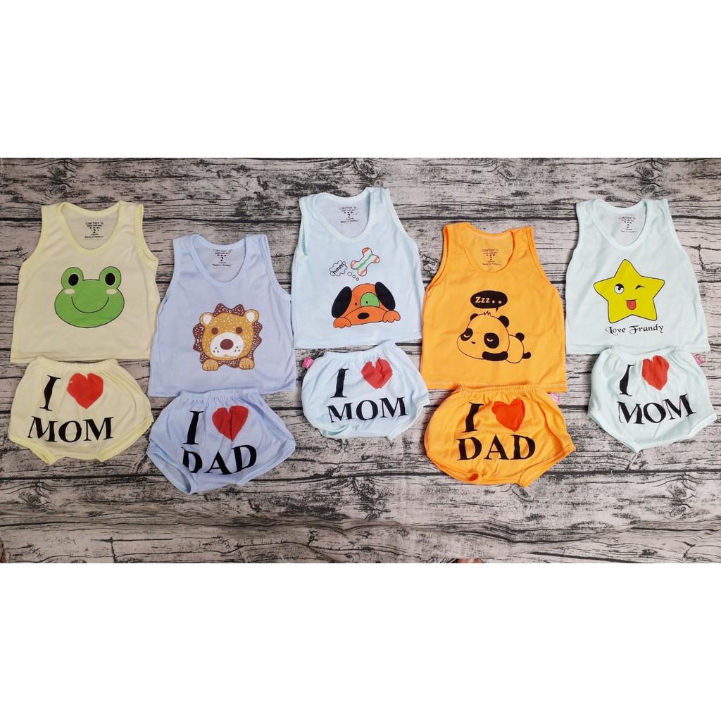 Set 5 Bộ quần áo sát nách cho bé mặc mùa hè - MS20