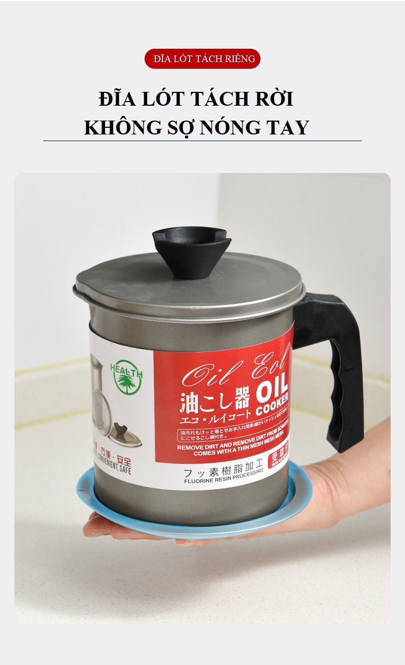 Nồi Lọc Dầu Dung Tích Lớn Lưới Thép Không Rỉ 304 Thế Hệ Mới Tiện Lợi