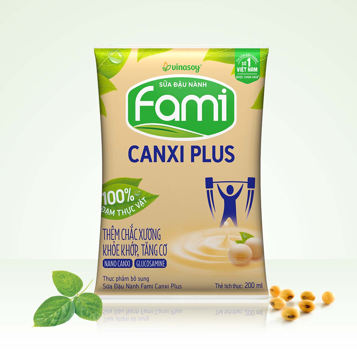 Thùng sữa đậu nành Fami Canxi Plus  bịch (200ml x 40 bịch)