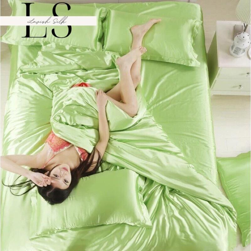 Ga Giường Drap Lẻ Phi Lụa Lavish Silk cao cấp mát lạnh hàng loại 1 không nối vải - Xanh Mạ Non