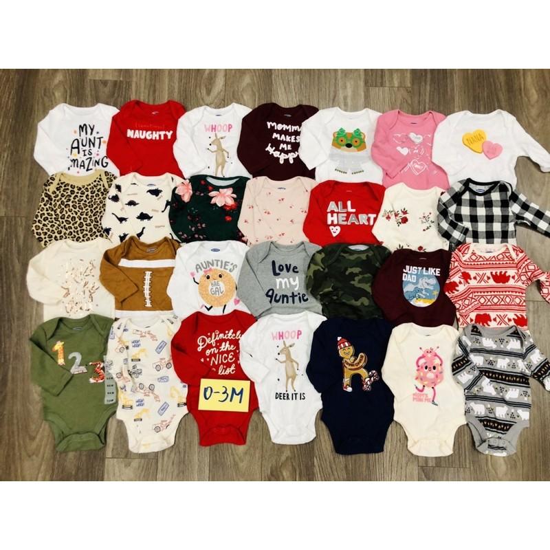 Set 5 body chip dài tay cho bé ️ Bộ liền quần xuất dư ️ size 0-24M