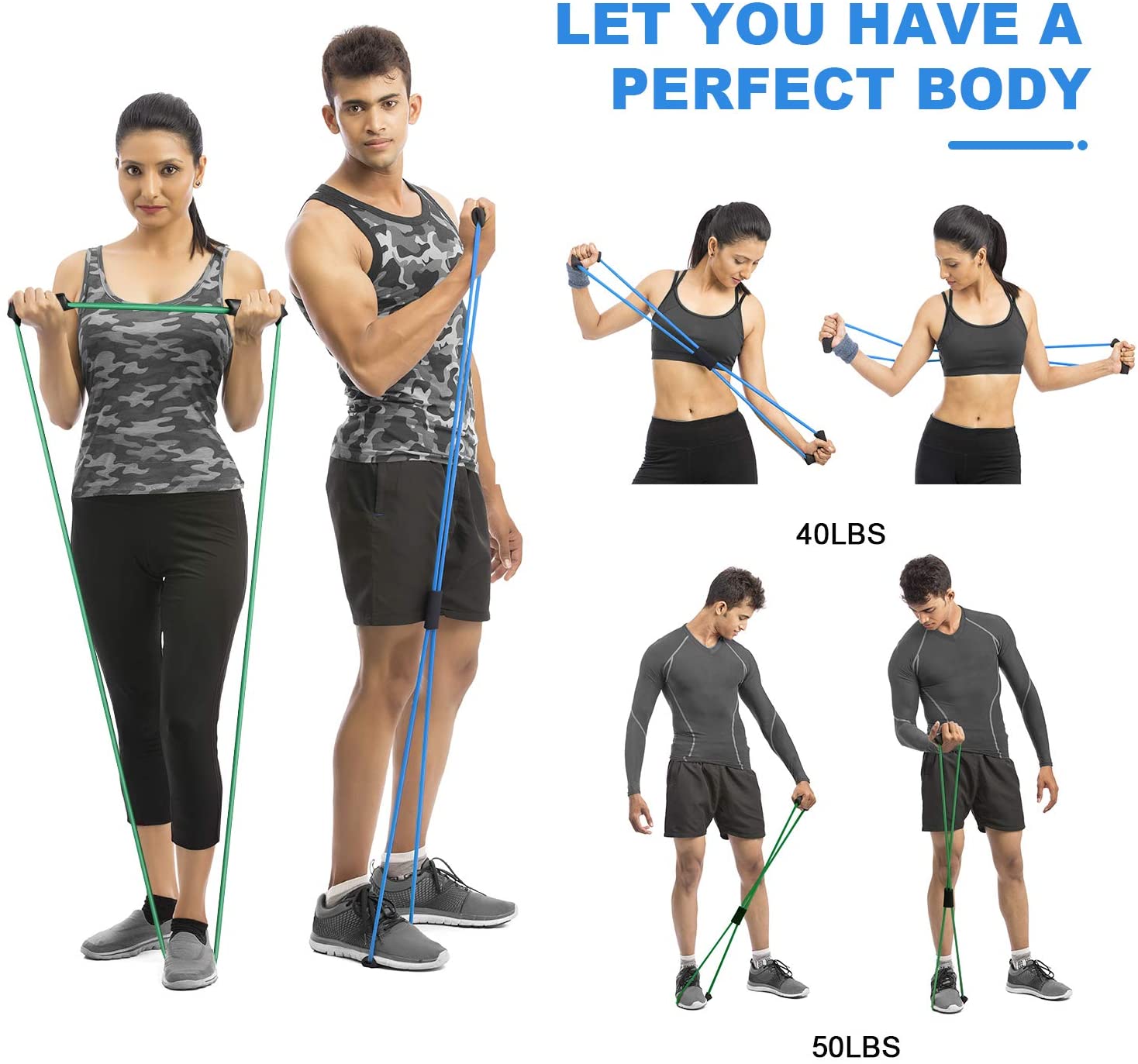 Dây cao su kéo kháng lực NBR số 8 cao cấp - Tập giảm mỡ tay, Eo thon, mông nở - tập Gym tại nhà - Figure 8 Resistance Band Home Workout