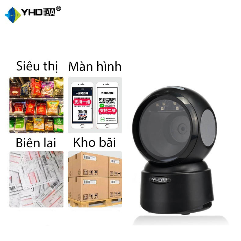 Máy quét mã vạch để bàn YHD 9300D đọc mã vạch Barcode 1D Qrcode 2D trên bao bì sản phẩm hàng hóa dùng trong Siêu thị - Hàng Nhập Khẩu