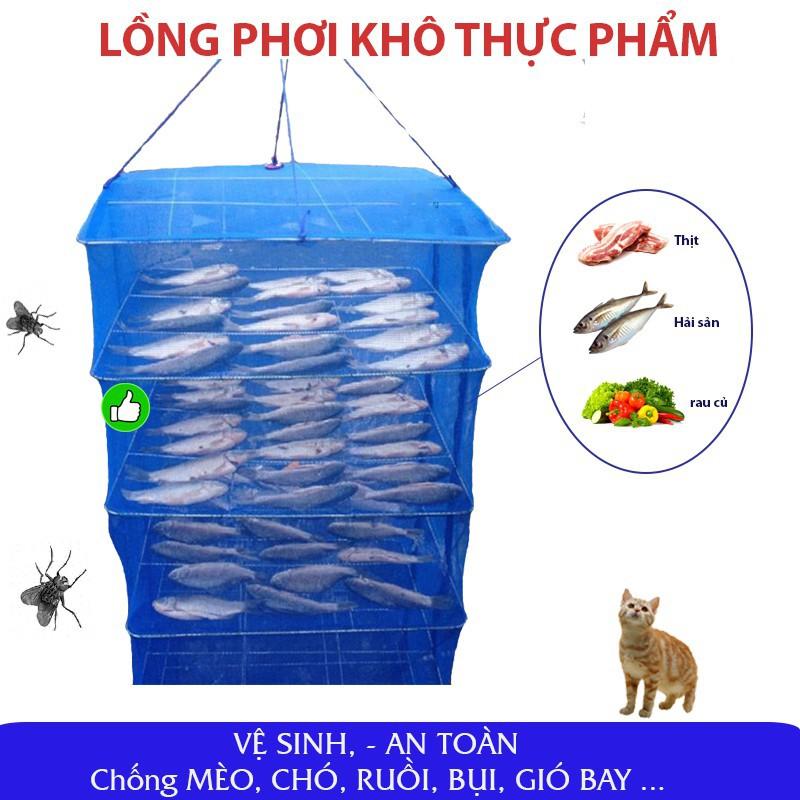 Lồng Phơi Thực Phẩm 4 Tầng , Phơi Cá Khô Chống Ruồi Muỗi, Côn Trùng Bằng Lưới PE Dễ Dàng Vệ Sinh,Thu Gọn