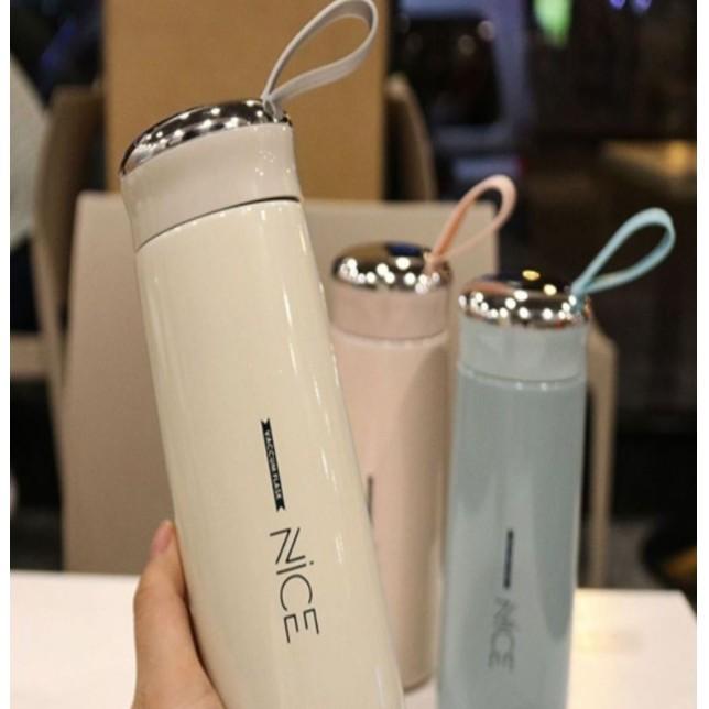 Bình Nước Giữ Nhiệt Cao Cấp 3CE 400ml Lõi Thủy Tinh Bọc Nhựa Lúa Mạch Có Dây Sách Tiện Dụng