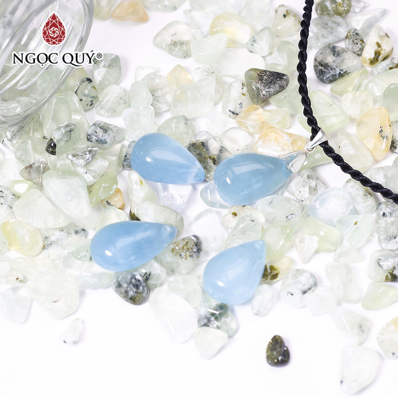 Mặt dây chuyền đá aquamarine giọt nước 18x12x6.5mm mệnh thủy, mộc - Ngọc Quý Gemstones