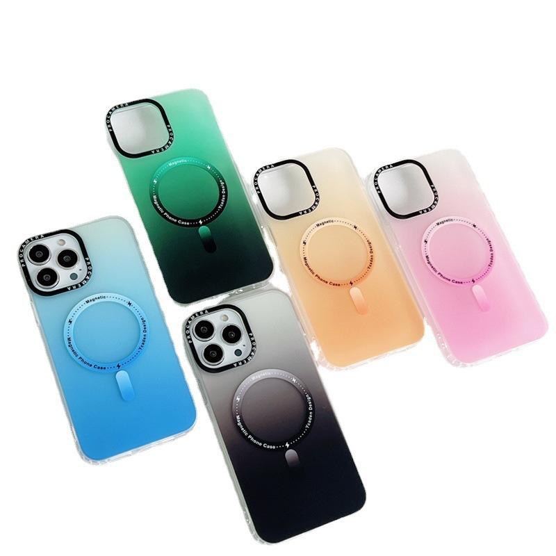 Phong cách mới nhất phù hợp với iPhone 14 PRO Vỏ điện thoại di động từ tính gradient màu tím đậm Apple 14 Vỏ bảo vệ Magsafe mờ ​​11