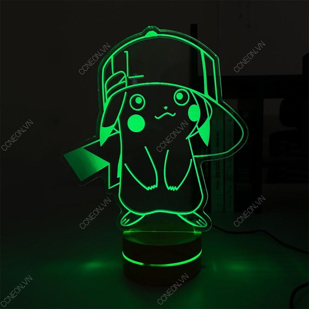Đèn Led 3D Pikachu - Đèn Led 16 Màu Hình Nhân Vật Hoạt Hình, Đèn Ngủ Led 3d, Cảm Ứng , Điều Khiển Từ Xa