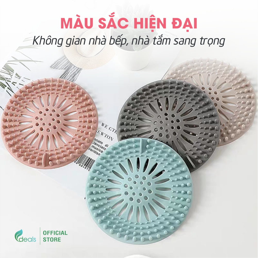 Nắp Đậy Lỗ Thoát Nước Silicone Cao Cấp ECODEALS Cho Lỗ sàn, Bồn Rửa Bát, Bồn Tắm - Chặn tóc, rác, thức ăn thừa, dễ dàng làm sạch, bền dai - KT 14x14cm