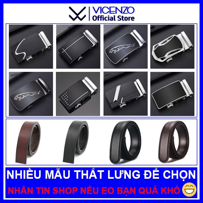 Thắt lưng nam Vicenzo cao cấp, Dây lưng da nam Khóa tự động dây răng cưa