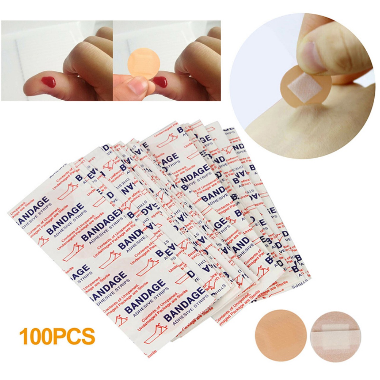 Set 100 miếng dán sau cấy chỉ bandage. Băng keo tròn dán mini đa năng tiện dụng