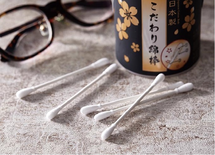 Combo 01 Hộp tăm bông lấy ráy tai Seiwa Pro 180P + 01 Set 02 khăn cuộn cotton loại nhỏ - Nội địa Nhật Bản