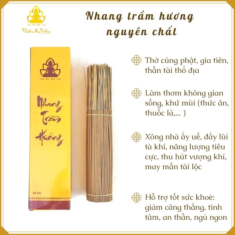 Nhang trầm hương nguyên chất tự nhiên Size 40cm - Hộp 500 gram