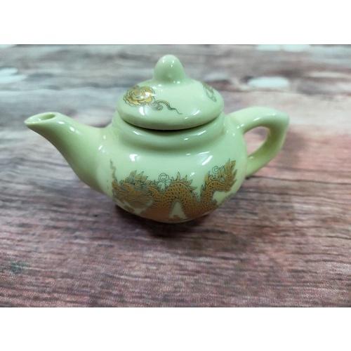 Bộ ấm chén kỷ ban thờ màu vàng kim, gốm sứ bát Tràng