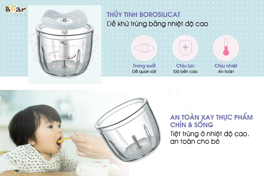 Máy Xay Ăn Dặm Cho Bé BEAR GR-B03V2 0.3L 120W - Hàng Chính Hãng