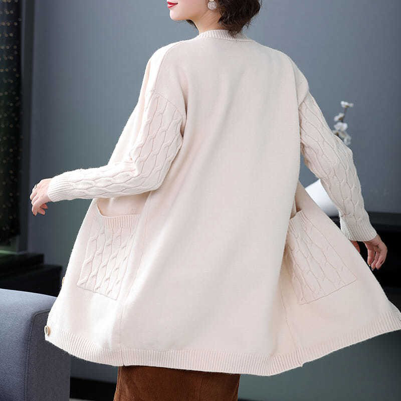 Áo len cardigan dáng dài len mềm phong cách Hàn Quốc freesize