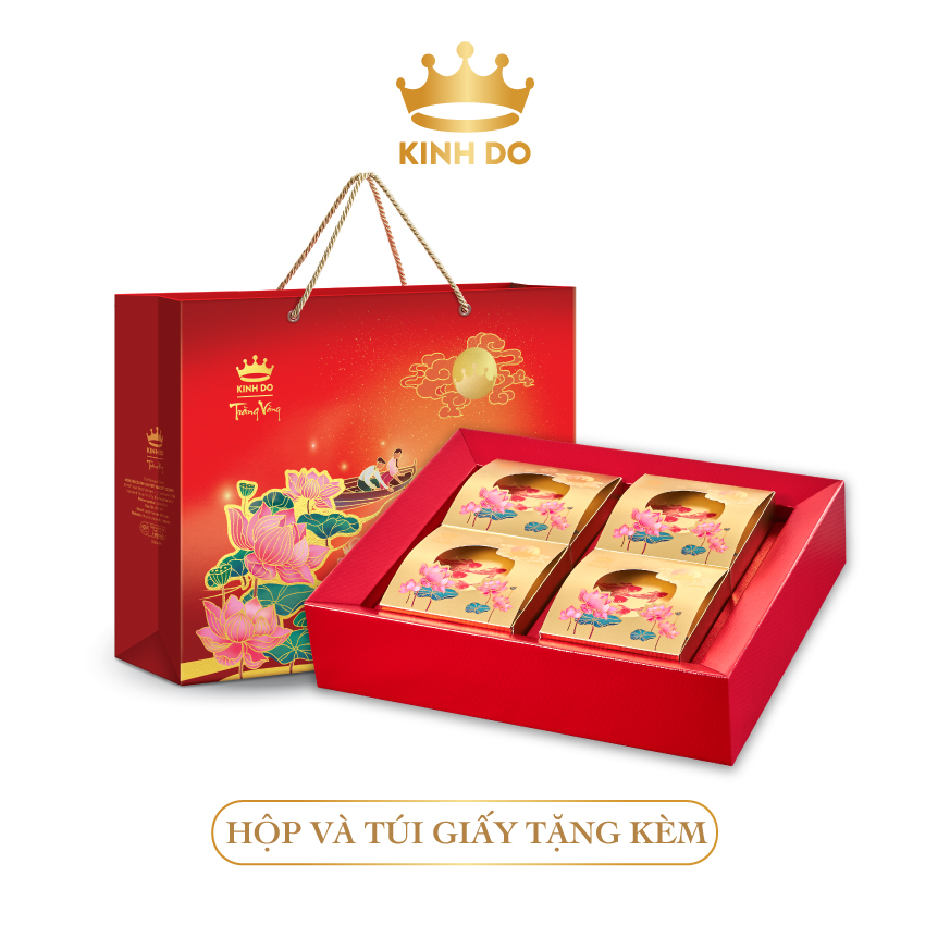 Hộp bánh trung thu Kinh Đô - Trăng Vàng Hồng Ngọc An Thịnh (4 bánh x 160gr)