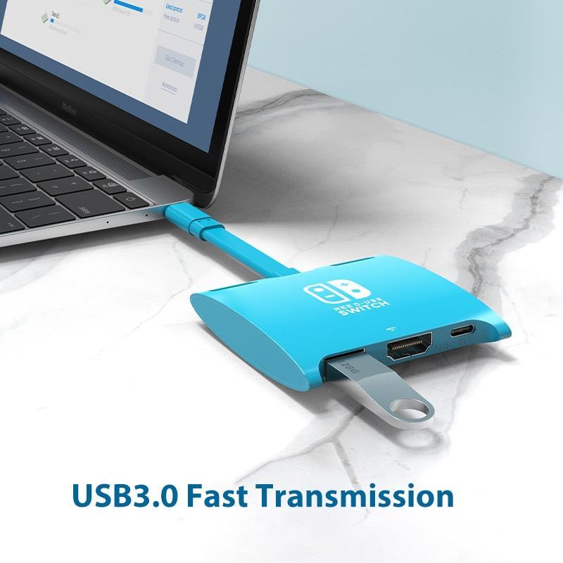 Dock Chuyển Đổi USB C Sang 4K HDMI USB 3.0 Hub Cho Nintendo Switch