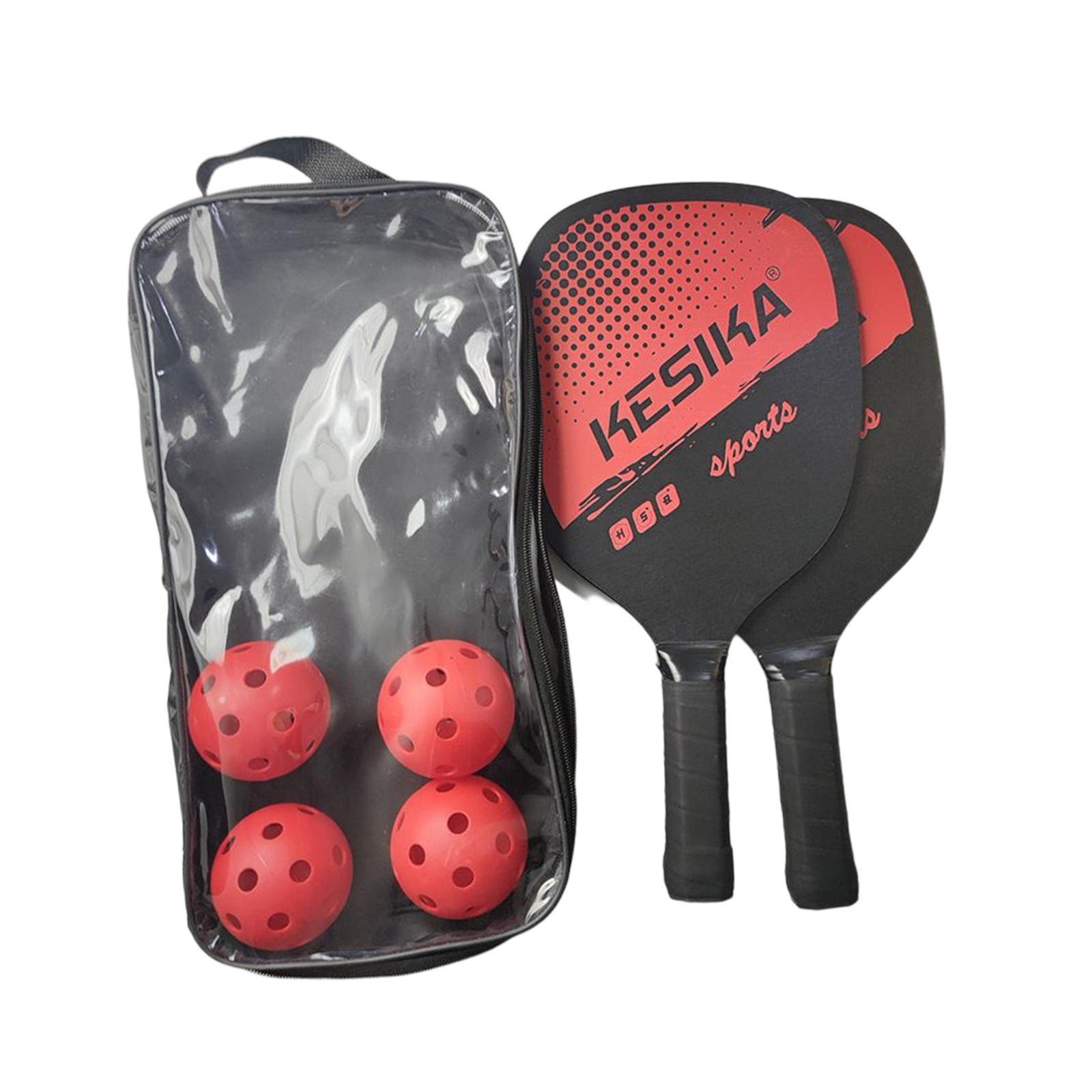 Pickleball Paddles Set Rackets Wood with 4 Balls Carry Bag for Adults Women