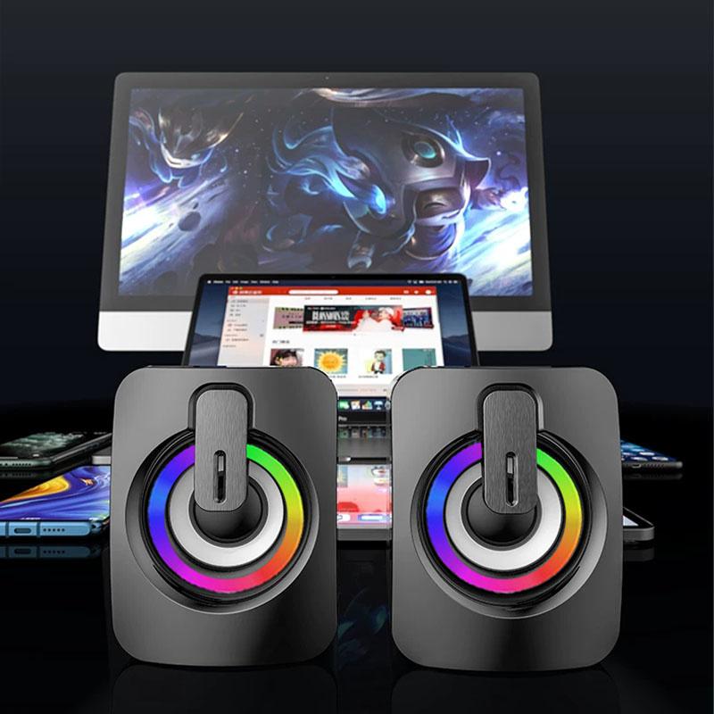 Loa Máy Tính Hộp Âm Thanh Máy Tính HIFI Micro Stereo Có Dây USB Có Đèn LED Cho Máy Tính Để Bàn Color: White Standard